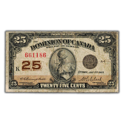 25 Cents 1923 Dominion of Canada Shinplaster Note DC-24d