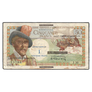 SOLD Saint Pierre Et Miquelon 1960 50 Francs / 1 New Franc Note