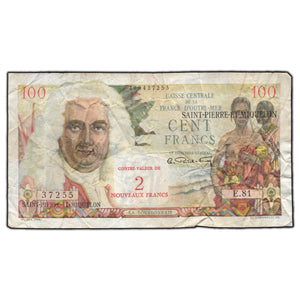 SOLD Saint Pierre Et Miquelon 1960 100 Francs / 2 New Francs Note