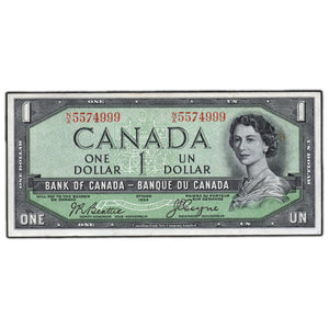 SOLD $1 1954 Bank of Canada Note Devil Face N/A Prefix BC-29b - VF/EF