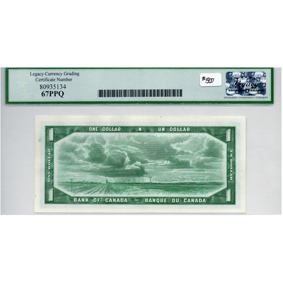 SOLD $1 1954 Bank of Canada Note Devil Face B/A Prefix BC-29a - Legacy UNC-67 PPQ
