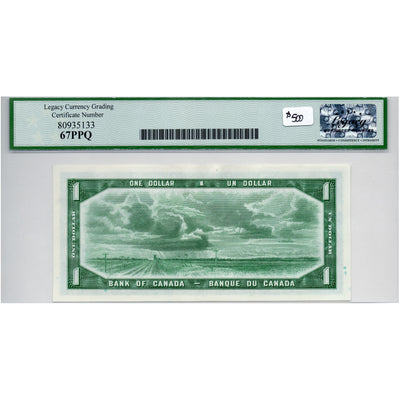 SOLD $1 1954 Bank of Canada Note Devil Face B/A Prefix BC-29a - Legacy UNC-67 PPQ
