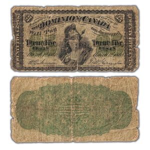 25 Cents 1870 Dominion of Canada Note Shinplaster Letter 'B' DC-1b - Pinholes/Minor Tears
