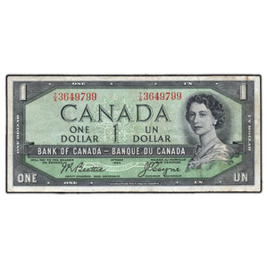 SOLD $1 1954 Bank of Canada Note Devil Face T/A Prefix BC-29b - Very Fine