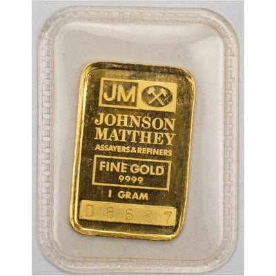 SOLD Johnson Matthey JM 1 Gram .9999 Gold Bar Sealed