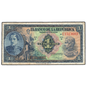 SOLD Colombia 1947 1 One Peso Note