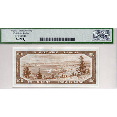 SOLD $100 1954 Bank of Canada Note Beattie-Coyne BC-43a - Legacy Gem UNC-66 PPQ