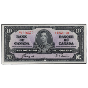 SOLD $10 1937 Bank of Canada Note Tougher M/T Prefix BC-24c - Choice UNC