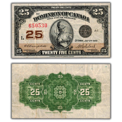 25 Cents 1923 Dominion of Canada Shinplaster Note DC-24d - VF