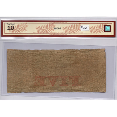SOLD $5 1850's Zimmerman Bank Canada Chartered Note #815-14-06R - BCS VG-10