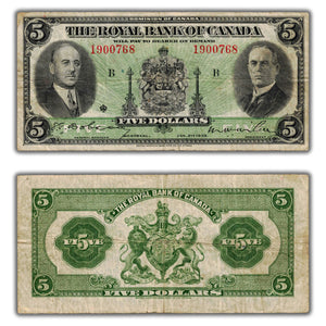 SOLD $5 1935 Royal Bank of Canada Chartered Note Ch #630-18-02a