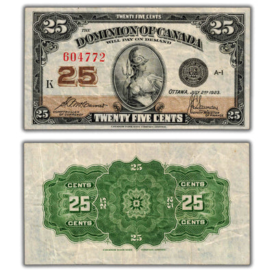 25 Cents 1923 Dominion of Canada Shinplaster Note DC-24c - VF