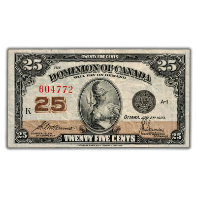25 Cents 1923 Dominion of Canada Shinplaster Note DC-24c - VF