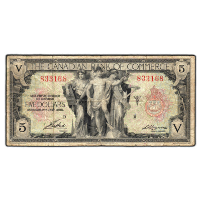 SOLD $5 1935 Canadian Bank of Commerce Chartered Note CH#75-18-02