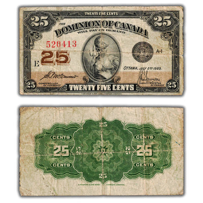 25 Cents 1923 Dominion of Canada Shinplaster Note DC-24c