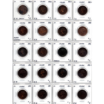 SOLD Lot of 20 Canada Victorian 1 Cent Coins 1876-1901 - Trends $190 - 30% OFF!
