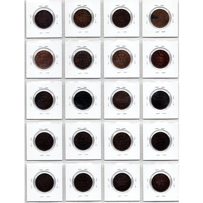 SOLD Lot of 20 Canada Victorian 1 Cent Coins 1876-1901 - Trends $190 - 30% OFF!