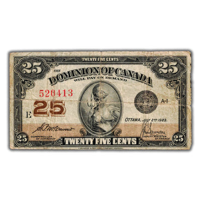 25 Cents 1923 Dominion of Canada Shinplaster Note DC-24c