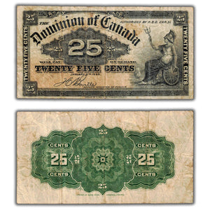 SOLD 25 Cents 1900 Dominion of Canada Shinplaster Note DC-15b