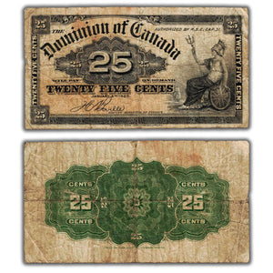 SOLD 25 Cents 1900 Dominion of Canada Shinplaster Note DC-15b