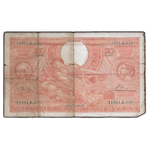SOLD Belgium 1944 100 Francs / 20 Belgas Note