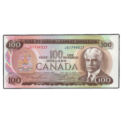 SOLD $100 1975 Bank of Canada Note Lawson-Bouey JA Prefix BC-52a - Choice UNC