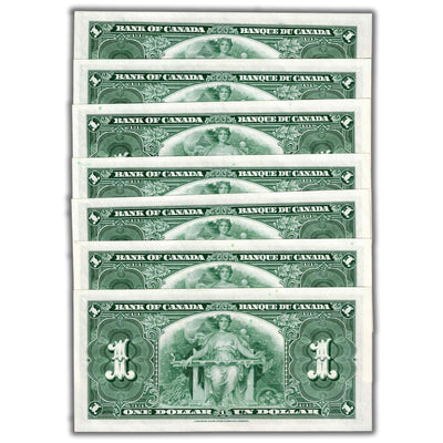 SOLD $1 1937 Bank of Canada Notes Coyne-Towers U/N Prefix BC-21d - 7 Consecutive
