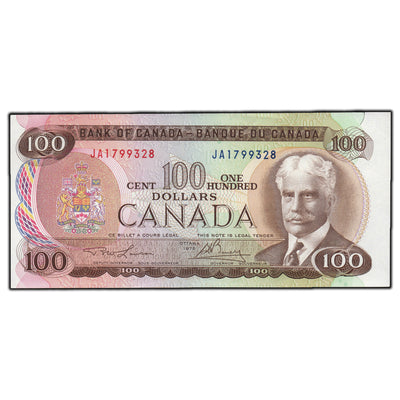 SOLD $100 1975 Bank of Canada Note Lawson-Bouey JA Prefix BC-52a - Choice UNC