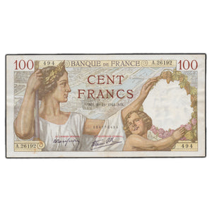 SOLD France 1941 100 Cent Francs Note - VF+
