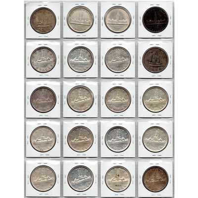 SOLD Lot of 20 Canada 1939-1953 $1 Silver Dollar Coins