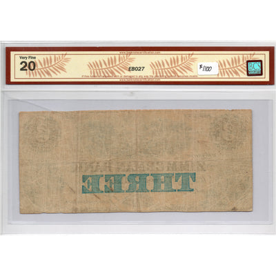 SOLD $3 1856 Zimmerman Bank Canada Chartered Note #815-12-04-04R - BCS VF-20
