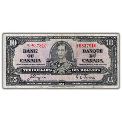 $10 1937 Bank of Canada Note Coyne-Towers D/T Prefix BC-24c