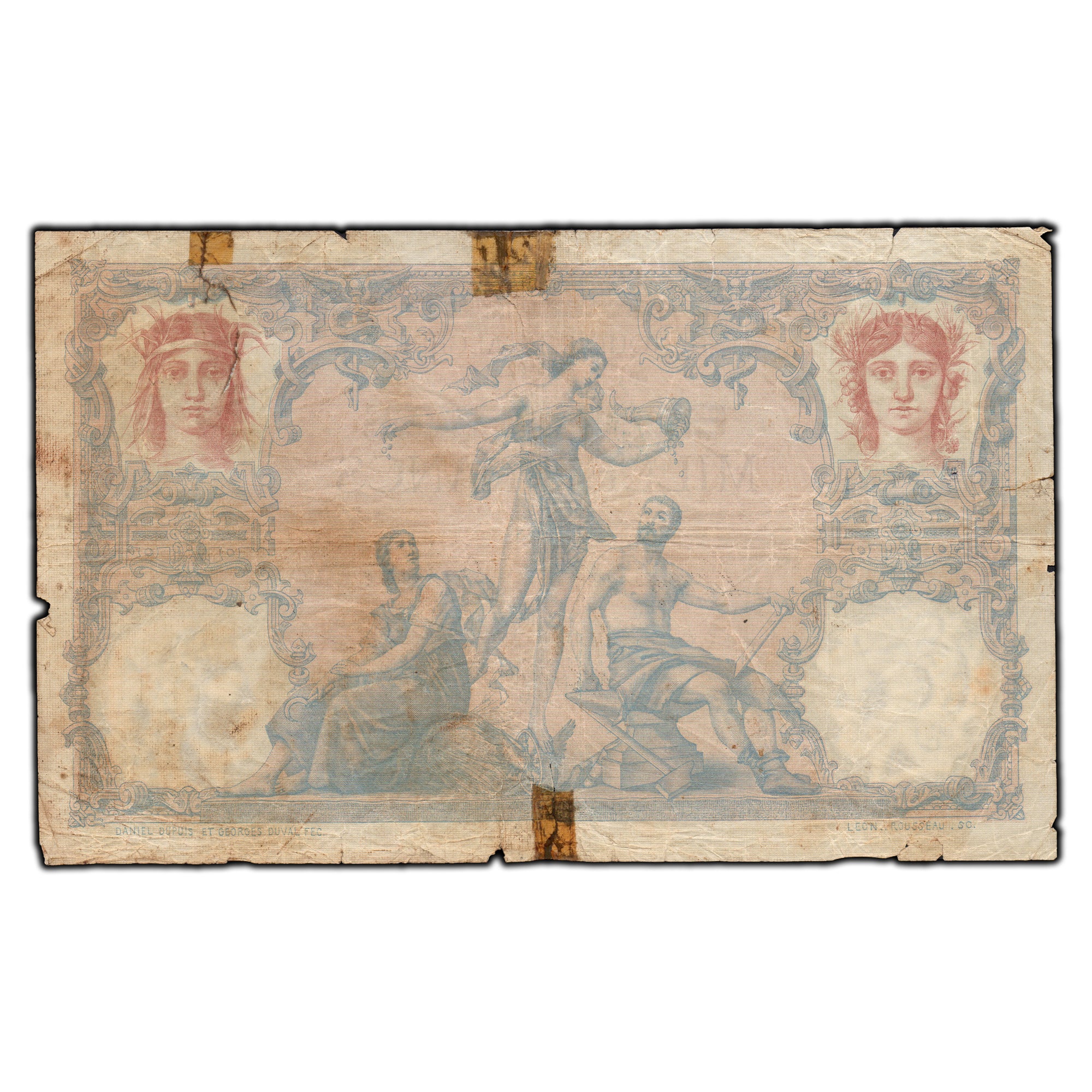 SOLD Tunisia Overprint (1942-43) 1000 Francs Note P #31 - Tape - The ...