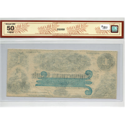 SOLD $1 1850's Zimmerman Bank Canada Chartered Note #815-12-08-02R - BCS AU-50
