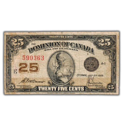 25 Cents 1923 Dominion of Canada Shinplaster Note DC-24c