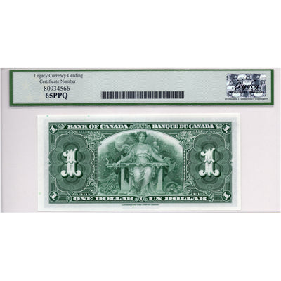 SOLD $1 1937 Bank of Canada Note Coyne-Towers W/N Prefix BC-21d - Legacy UNC-65 PPQ