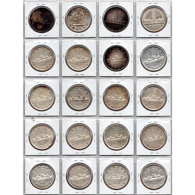 SOLD Lot of 20 Canada 1939-1954 $1 Silver Dollar Coins