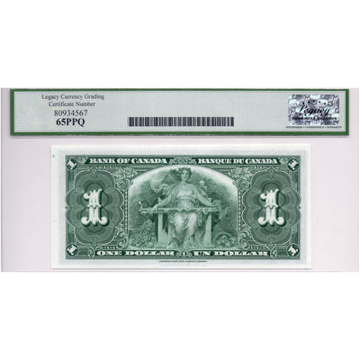 SOLD $1 1937 Bank of Canada Note Coyne-Towers W/N Prefix BC-21d - Legacy UNC-65 PPQ