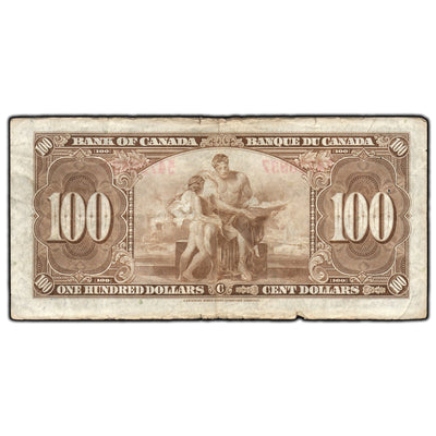 SOLD $100 1937 Bank of Canada Note Coyne-Towers B/J Prefix BC-27c - Circulated