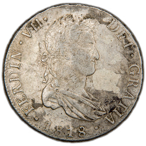 Bolivia 1818 PTS PJ 8 Reales Silver Coin