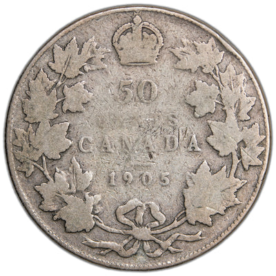 Canada 1905 50 Cents Half Dollar Silver Coin - Good +