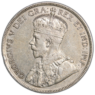 Canada 1916 50 Cents Half Dollar Silver Coin - Very Fine +