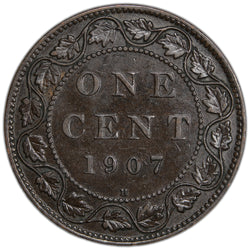 Canada 1907-H 1 Large Cent Coin - VF/EF