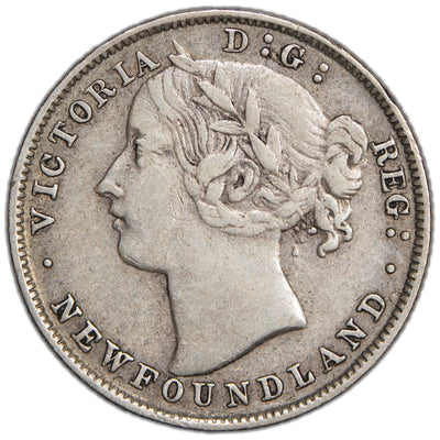 Newfoundland 1894 Obverse #2 20 Cents Silver Coin - Very Fine