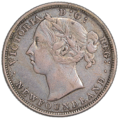 Newfoundland 1882-H 20 Cents Silver Coin - Very Fine