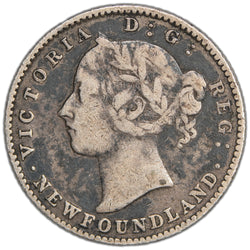 Newfoundland 1890 10 Cents Dime Silver Coin - Fine