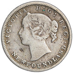 Newfoundland 1865 5 Cents Silver Coin - Fine (obv. indent)