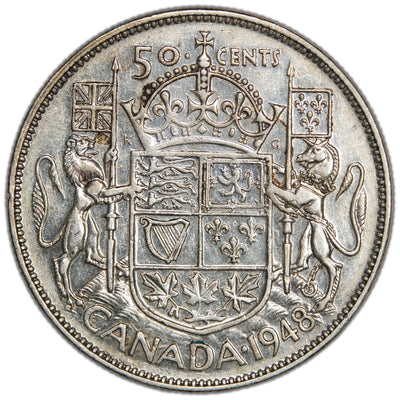 SOLD Canada 1948 50 Cents Half Dollar Silver Coin - Very Fine +