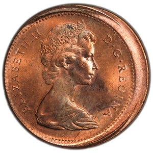 SOLD Canada 1965 LBB5 1 Small Cent Error Coin - Struck Off Centre - Uncirculated