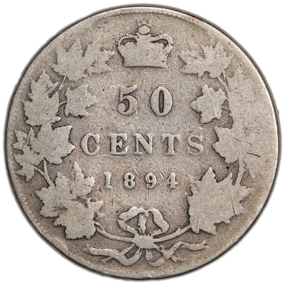 SOLD Canada 1894 50 Cents Half Dollar Silver Coin - Almost Good